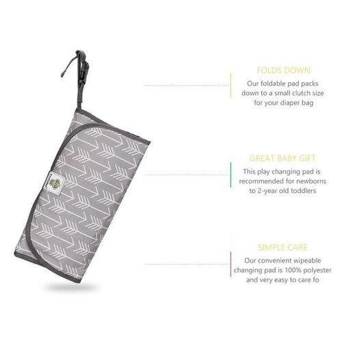 Portable Clean Hands Changing Pad. 3-in-1 Diaper Clutch, Changing Station, and Diaper-Time with Redirection Barrier for