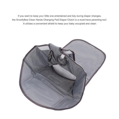 Portable Clean Hands Changing Pad. 3-in-1 Diaper Clutch, Changing Station, and Diaper-Time with Redirection Barrier for