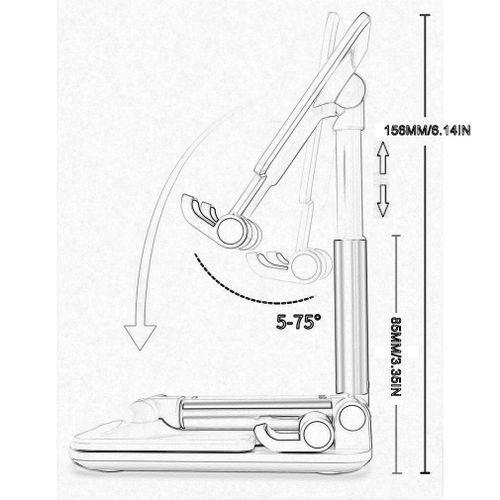 Desktop  Foldable Extend Stand for Cell Phones And Tablets  White