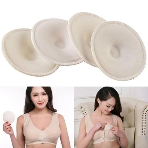 4pcs/bag White Soft Absorbent Cotton Washable Reusable Breastfeeding Breast Nursing Pads