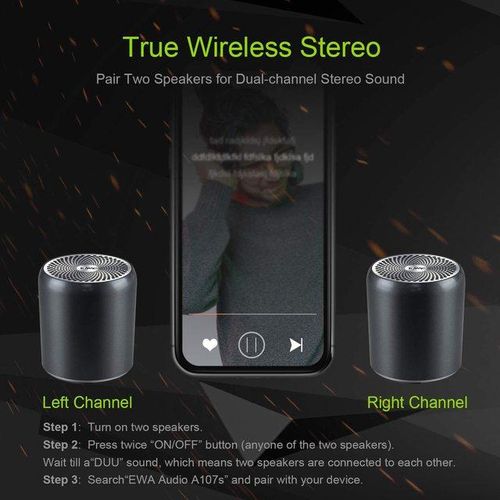 Ewa Super-Mini Portable Bluetooth 5.0 Speaker Tws Best Sound Bass Boombox Metal Body Caixa De Som Car Speakers And Subwoofer