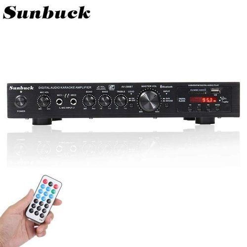 2200W Bluetooth 5 Channel Power Amplifier HiFi Stereo Speaker Amp Support FM Radio 2 Mic USB SD Card InputBlack
