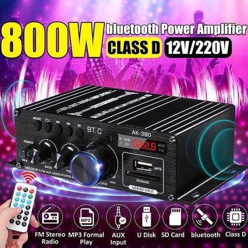 800W AK35 Home Car Amplifiers 2 Channel Bluetooth 5.0 Surround Sound FM USB Remote Control Mini HIFI Digital Amplifier StereoAK380