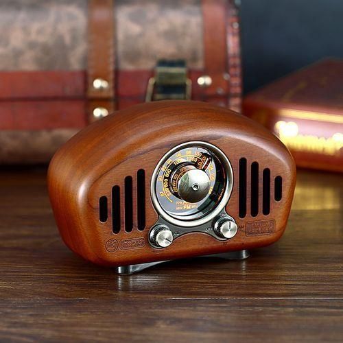 Classic Vintage Retro Wood FM AM SD MP3 Bluetooth  Rechargeable Radio With Speaker Supports AUX Function Strong BLoud Volume