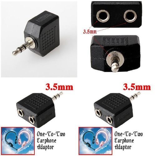 3.5mm Audio Stereo Splitter Adapter Plug to 2 Female Jack for Earphone Headset NO5293