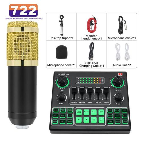 DJ Equipment Microphone + Sound Console Studio Sound Kit Cable Phone Mixing Computer Live Voice Mixer V9S Sound