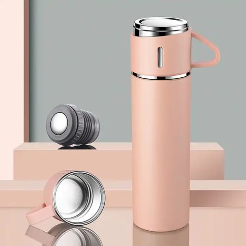 Vacuum Flask Set with 3 Stainless Steel cups - Blue