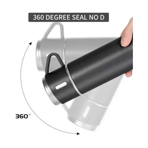 Vacuum Flask Set with 3 Stainless Steel cups - Blue