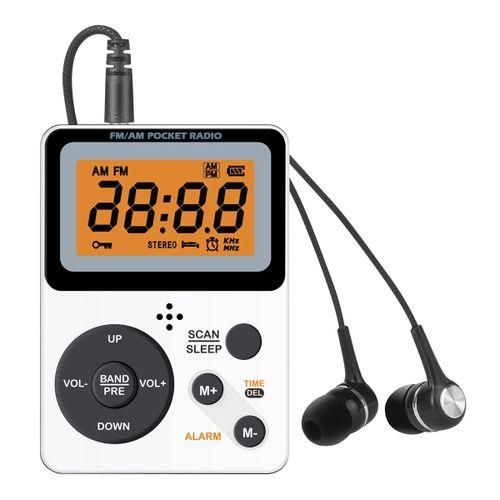 Mini FM AM Radio LCD Display Backlight Receiver with Headset-EU Plug NO5116