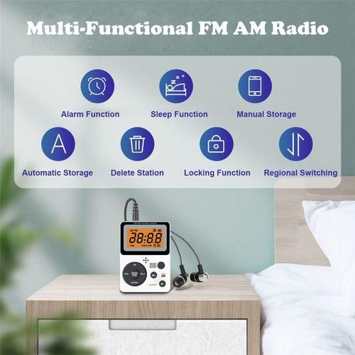 Mini FM AM Radio LCD Display Backlight Receiver with Headset-EU Plug NO5116