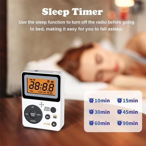 Mini FM AM Radio LCD Display Backlight Receiver with Headset-EU Plug NO5116