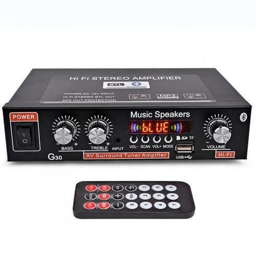 Subwoofer Music Player 220V110V 12V Bluetooth 4.0 High Performance 2 Channels TF U Disk Remote Control Power Amplifier01  EU Plug