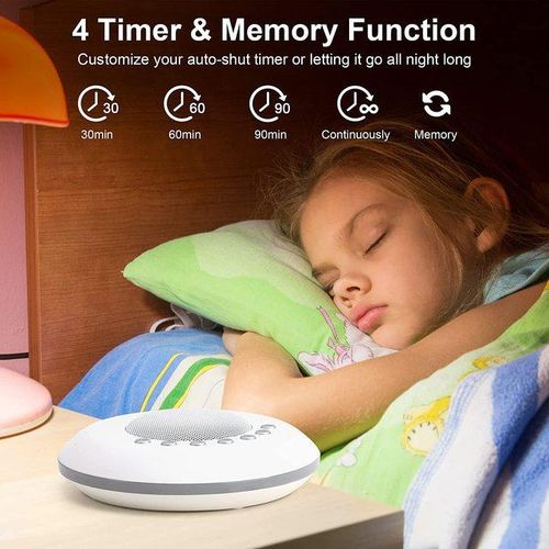 Baby White Noise Sound Machine For Sleeping 4 Sound Types Timer & Memory Function USB Rechargeable Portable Sleep Sound