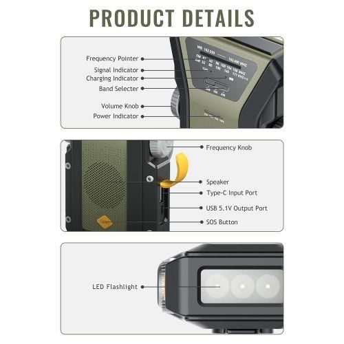 Solar Powered Radio Outdoor Multifunctional Hand Crank