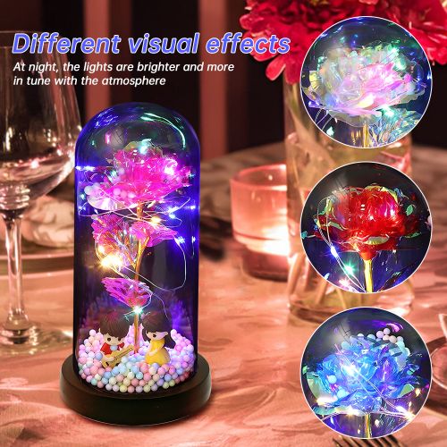 Rose Flower Gifts For Women Light Up Rose In Acrylic Dome