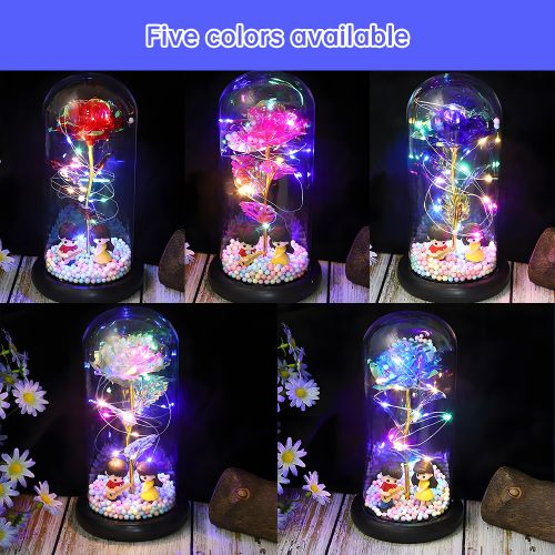 Rose Flower Gifts For Women Light Up Rose In Acrylic Dome