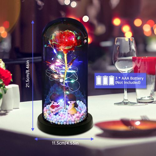 Rose Flower Gifts For Women Light Up Rose In Acrylic Dome
