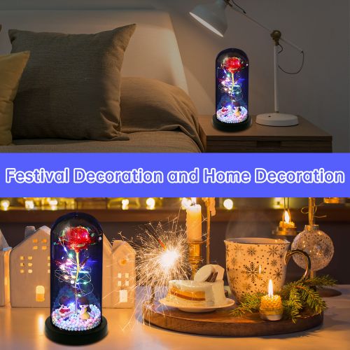 Rose Flower Gifts For Women Light Up Rose In Acrylic Dome
