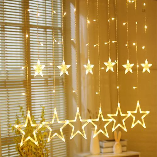 Christmas Led Star Curtain Lights Warm White