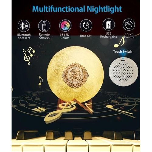 Moon Lamp Quran Speaker Veilleuse Coranique Azan Islamic Quran Speaker Night Light Mp3 Parleur Coran Player Lampe Coranique