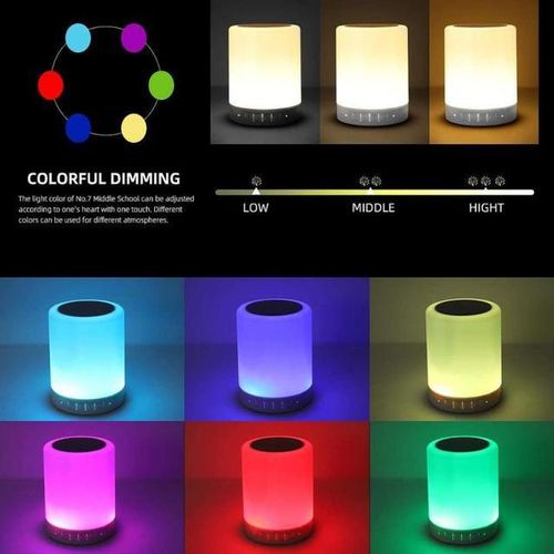 Colorful Usb Fm Radio Adjustable Small Led Lamp Bluetooth Speaker Touch Remote Control Home Wireless Quran Portable Mp3