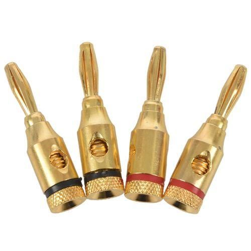 4 x 4mm Banana Plugs For Speaker Cable connections  Gold Pl