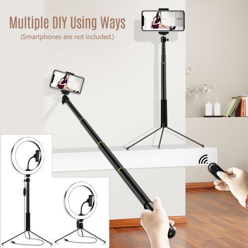 Free Delivery Full Set 26CM Dimmable LED Studio Camera Ring Light Photo Phone Video Light Lamp With Tripods Selfie Stick Ring Fill Light - Black