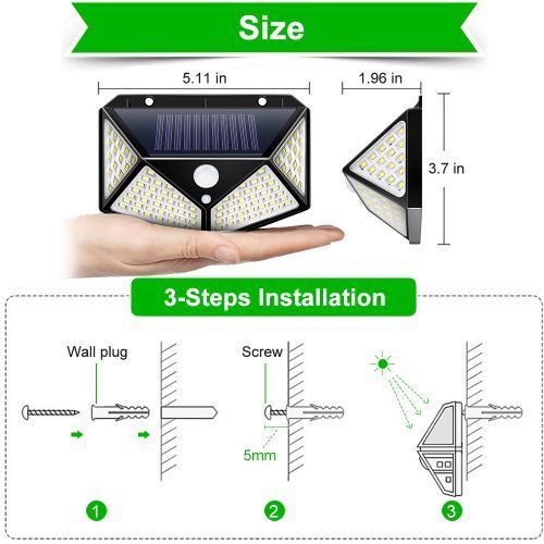 100 LED Solar Light Outdoor Solar Lamp 1 Pc