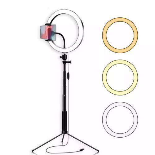Ring 26cm/10inch Dimmable LED Studio Camera Ring Light Photo Phone Video Light Lamp with a Tripod Stand - Black/White