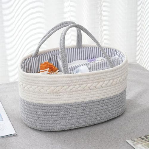 Baby Diaper Caddy Organizer Cotton Rope Baby Basket Portable Diaper Organizer for Changing Table Diaper Nursery Storage
