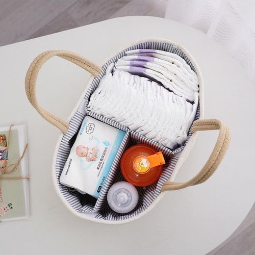 Baby Diaper Caddy Organizer Cotton Rope Baby Basket Portable Diaper Organizer for Changing Table Diaper Nursery Storage