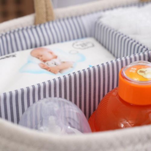 Baby Diaper Caddy Organizer Cotton Rope Baby Basket Portable Diaper Organizer for Changing Table Diaper Nursery Storage