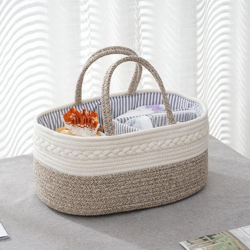 Baby Diaper Caddy Organizer Cotton Rope Baby Basket Portable Diaper Organizer for Changing Table Diaper Nursery Storage