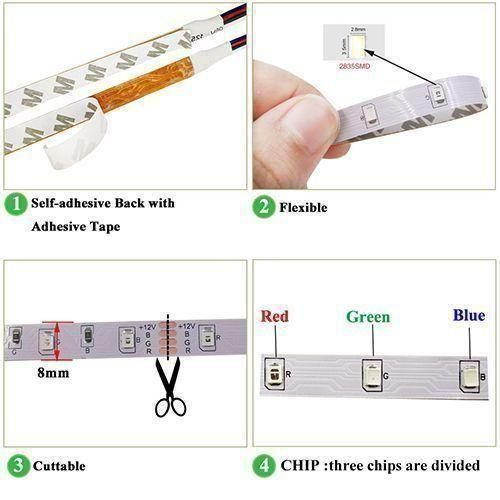 12 Light/M 5050RGB LED Strip Light  APP Remote Control For Party - 5M