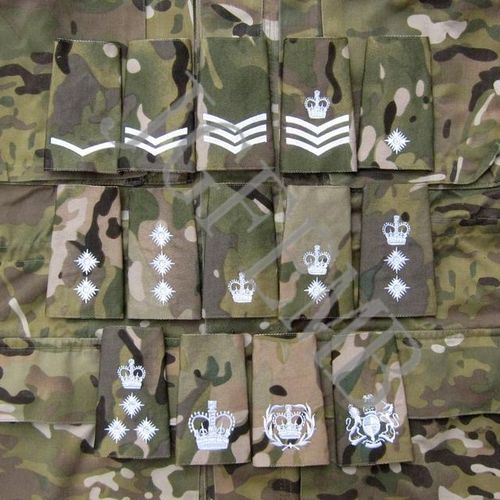 British Embroidery Multicam Mtp White Rank Slides Morale Tactics Patch Badges