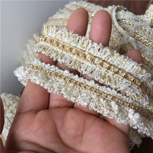 Diy Exquisite Super Quality Gold Wire Chain Accessories Lace Accessories Ladies Beigegold Fringe Lace