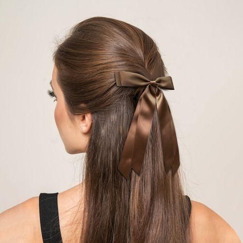 Double Layer Butterfly Bow Hair Clip With Satin Ribbon