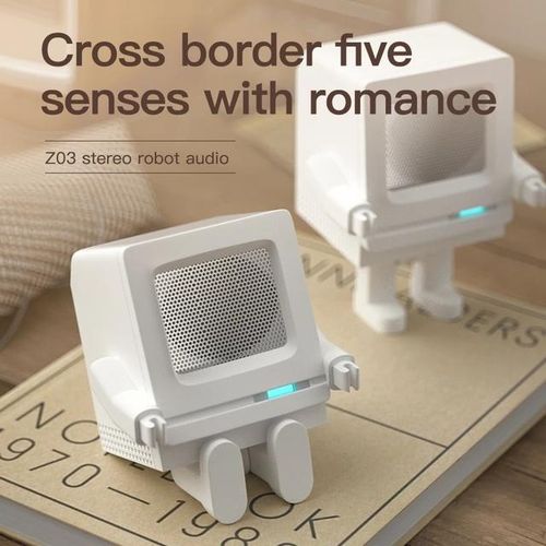 Latest Mini Wireless Bluetooth 5.0 Stereo Subwoofer Robot Computer Audio Supports Tws Interconnected Usb Input Speaker