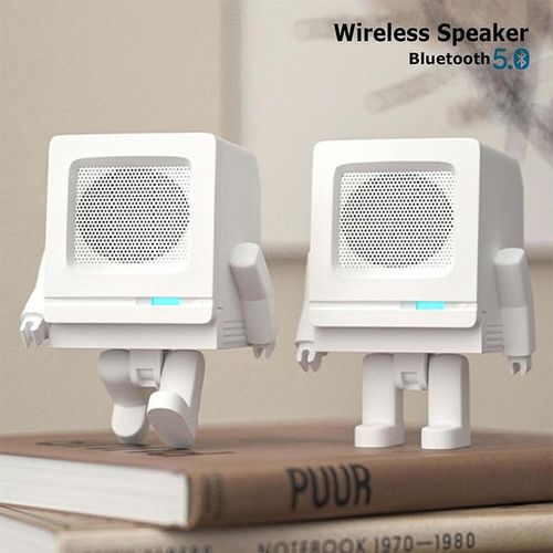 Latest Mini Wireless Bluetooth 5.0 Stereo Subwoofer Robot Computer Audio Supports Tws Interconnected Usb Input Speaker