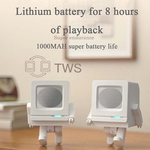 Latest Mini Wireless Bluetooth 5.0 Stereo Subwoofer Robot Computer Audio Supports Tws Interconnected Usb Input Speaker