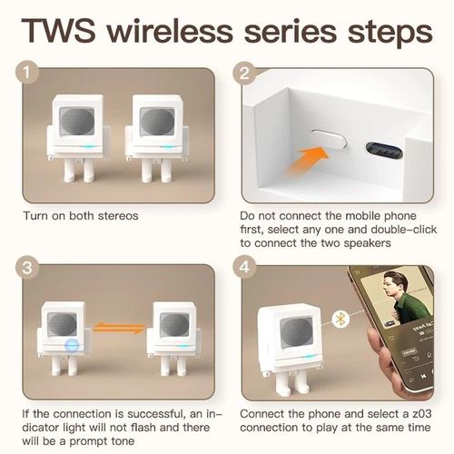 Latest Mini Wireless Bluetooth 5.0 Stereo Subwoofer Robot Computer Audio Supports Tws Interconnected Usb Input Speaker