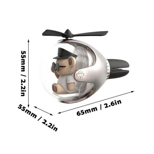 LED Air Freshener Propeller Car Air Purifier Diffuser Bear Pilot Car Air Freshener Refill Fragrance-Strawberry Refill_green