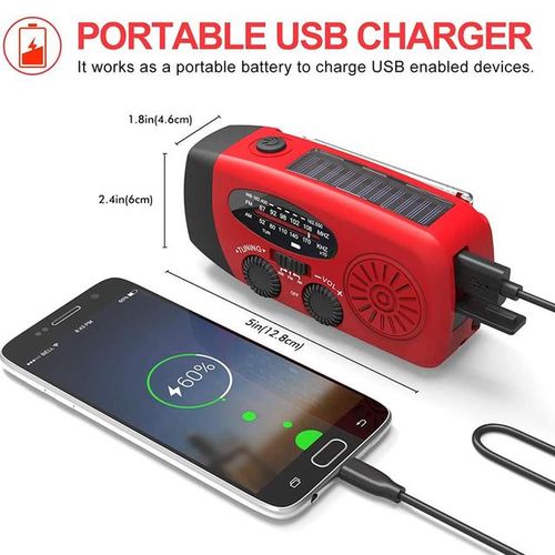 Multifunctional Hand Radio Solar Crank Dynamo Powered Am/fm/noaa Weather Radio Use Emergency Led Flashlight And Power Bank