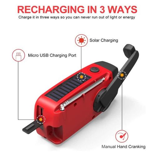 Multifunctional Hand Radio Solar Crank Dynamo Powered Am/fm/noaa Weather Radio Use Emergency Led Flashlight And Power Bank