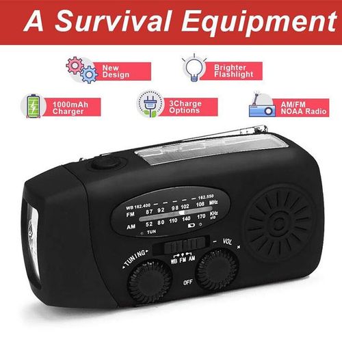 Multifunctional Hand Radio Solar Crank Dynamo Powered Am/fm/noaa Weather Radio Use Emergency Led Flashlight And Power Bank