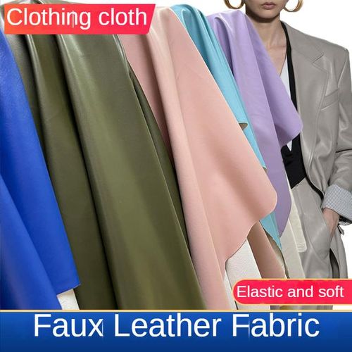 Elastic Faux Fabric By The Meter For Clothing Diy Coats Sewing Pu Soft Drape Cloth Waterproof Plain Glossy Smooth Winter
