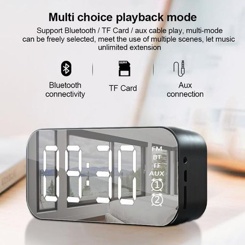 Blue Tooth Outdoor Speaker Waterproof Portable Wireless Speaker Alarm Clock Mirror Loudspeaker Support Tf Card Fm Radio Aux