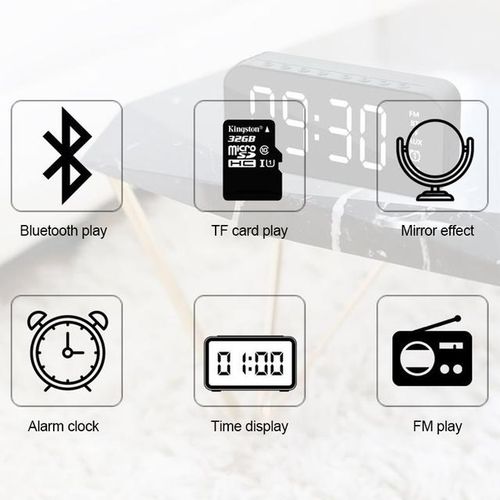 Blue Tooth Outdoor Speaker Waterproof Portable Wireless Speaker Alarm Clock Mirror Loudspeaker Support Tf Card Fm Radio Aux