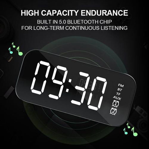 Blue Tooth Outdoor Speaker Waterproof Portable Wireless Speaker Alarm Clock Mirror Loudspeaker Support Tf Card Fm Radio Aux