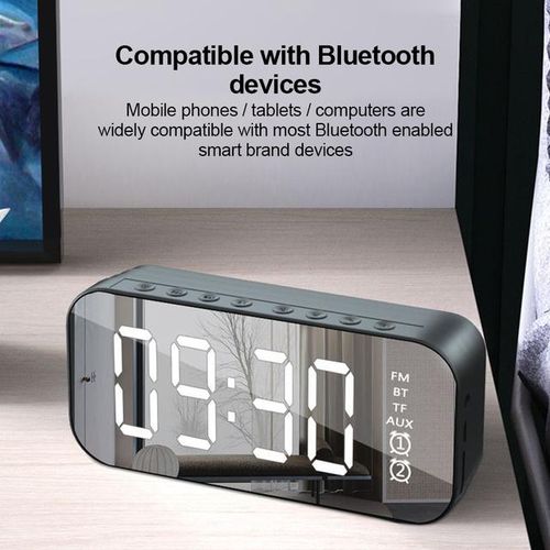 Blue Tooth Outdoor Speaker Waterproof Portable Wireless Speaker Alarm Clock Mirror Loudspeaker Support Tf Card Fm Radio Aux